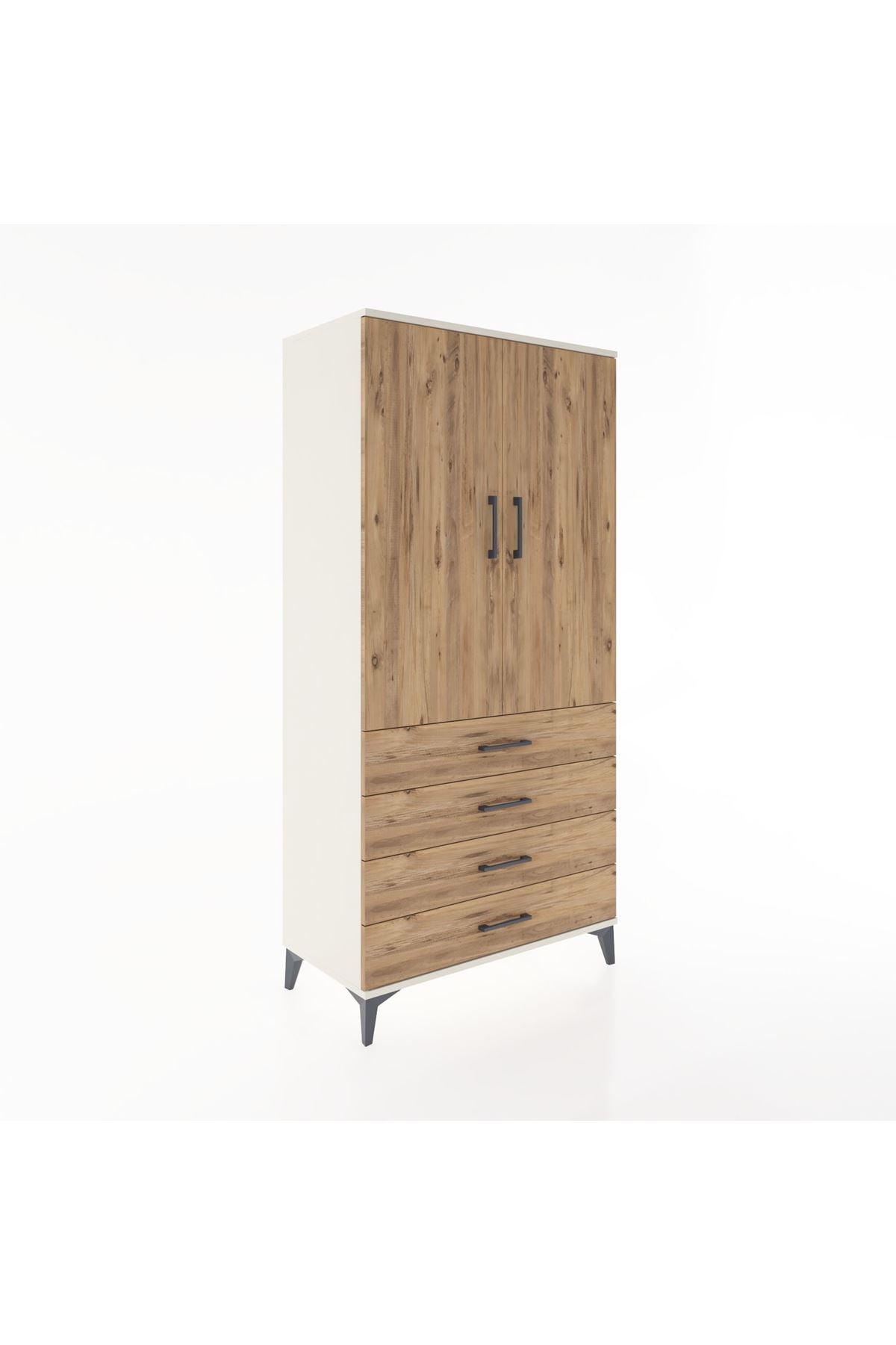 Hyperion Dolap 2 Raflı 4 Çekmeceli 2 Kapaklı 88x44x182 Aytaşı-Çam