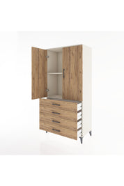 Hyperion Dolap 2 Raflı 4 Çekmeceli 2 Kapaklı 88x44x182 Aytaşı-Çam