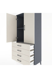 Hyperion Dolap 2 Raflı 4 Çekmeceli 2 Kapaklı 88x44x182 Antrasit-Aytaşı