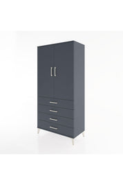 Hyperion Dolap 2 Raflı 4 Çekmeceli 2 Kapaklı 88x44x182 Antrasit-Antrasit