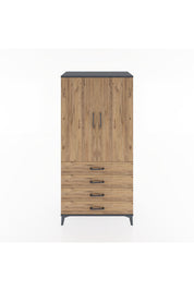 Hyperion Dolap 2 Raflı 4 Çekmeceli 2 Kapaklı 88x44x182 Antrasit-Çam