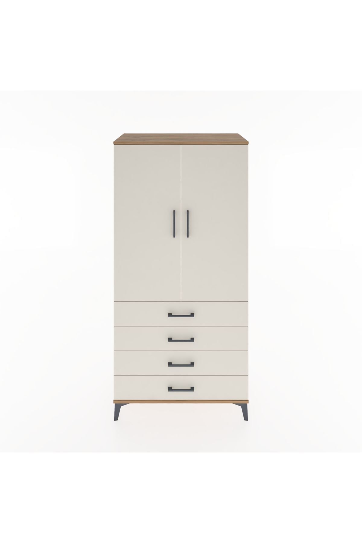 Hyperion Dolap 2 Raflı 4 Çekmeceli 2 Kapaklı 88x44x182 Çam-Aytaşı