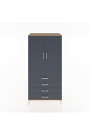 Hyperion Dolap 2 Raflı 4 Çekmeceli 2 Kapaklı 88x44x182 Çam-Antrasit