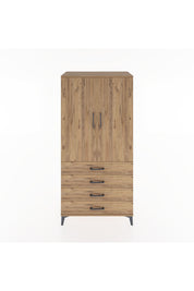 Hyperion Dolap 2 Raflı 4 Çekmeceli 2 Kapaklı 88x44x182 Çam-Çam