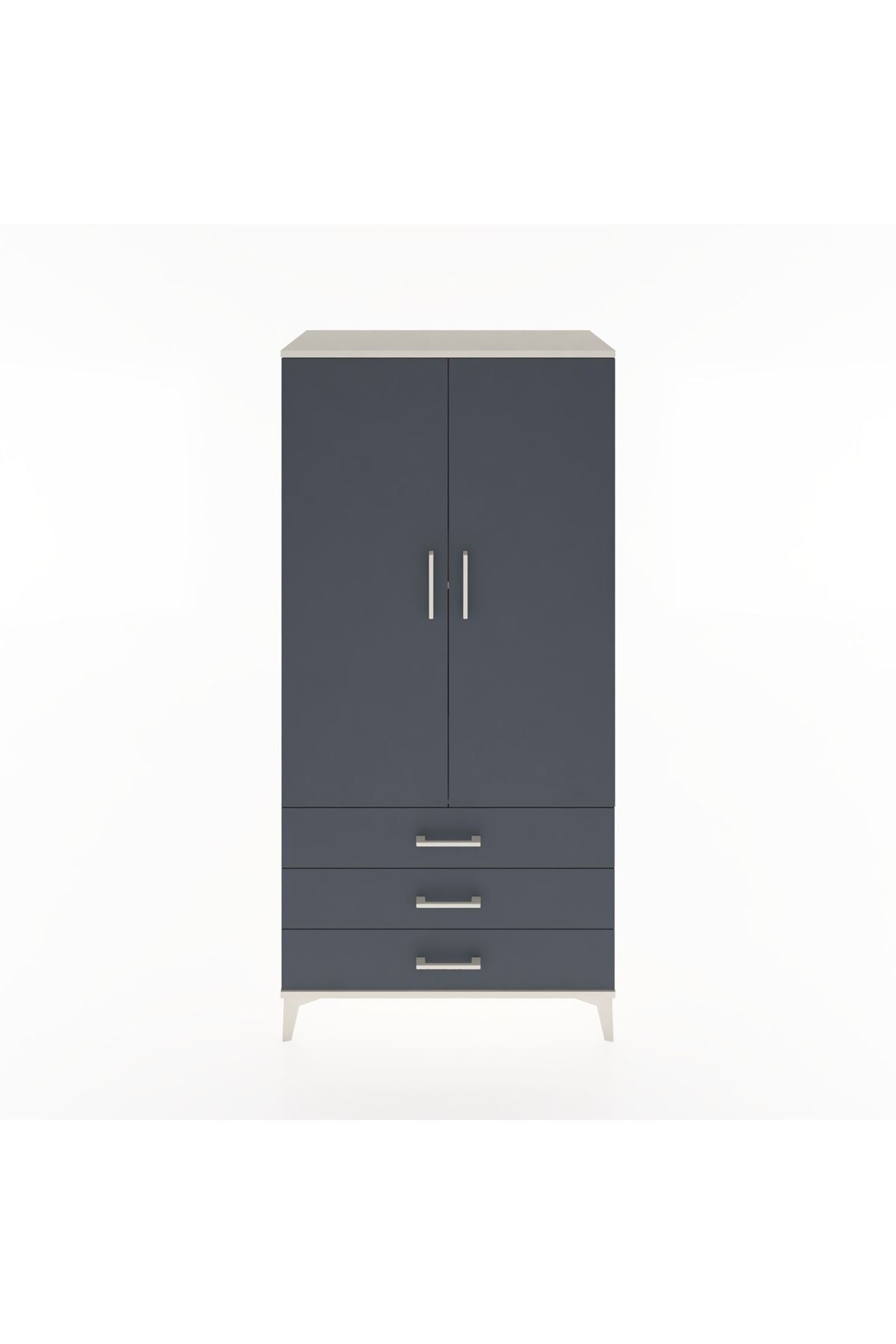 Hyperion Dolap 2 Raflı 3 Çekmeceli 2 Kapaklı 88x44x182 Aytaşı-Antrasit