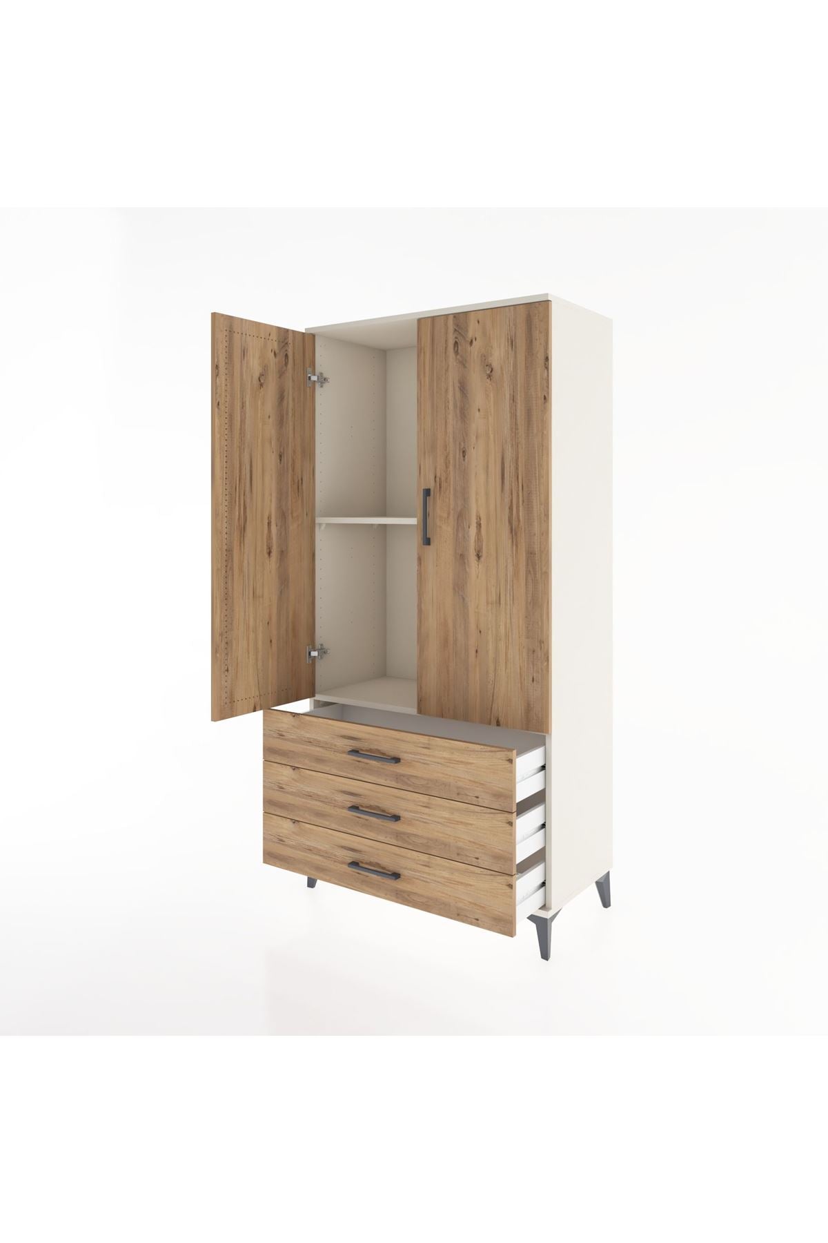 Hyperion Dolap 2 Raflı 3 Çekmeceli 2 Kapaklı 88x44x182 Aytaşı-Çam