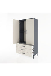 Hyperion Dolap 2 Raflı 3 Çekmeceli 2 Kapaklı 88x44x182 Antrasit-Aytaşı