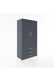 Hyperion Dolap 2 Raflı 3 Çekmeceli 2 Kapaklı 88x44x182 Antrasit-Antrasit