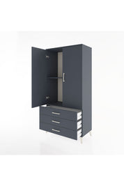 Hyperion Dolap 2 Raflı 3 Çekmeceli 2 Kapaklı 88x44x182 Antrasit-Antrasit