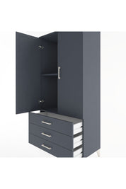 Hyperion Dolap 2 Raflı 3 Çekmeceli 2 Kapaklı 88x44x182 Antrasit-Antrasit