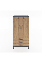 Hyperion Dolap 2 Raflı 3 Çekmeceli 2 Kapaklı 88x44x182 Antrasit-Çam