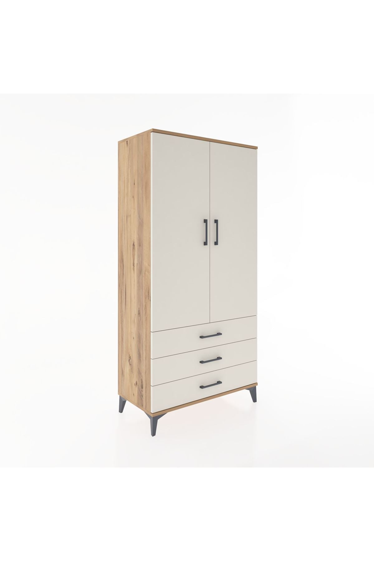 Hyperion Dolap 2 Raflı 3 Çekmeceli 2 Kapaklı 88x44x182 Çam-Aytaşı