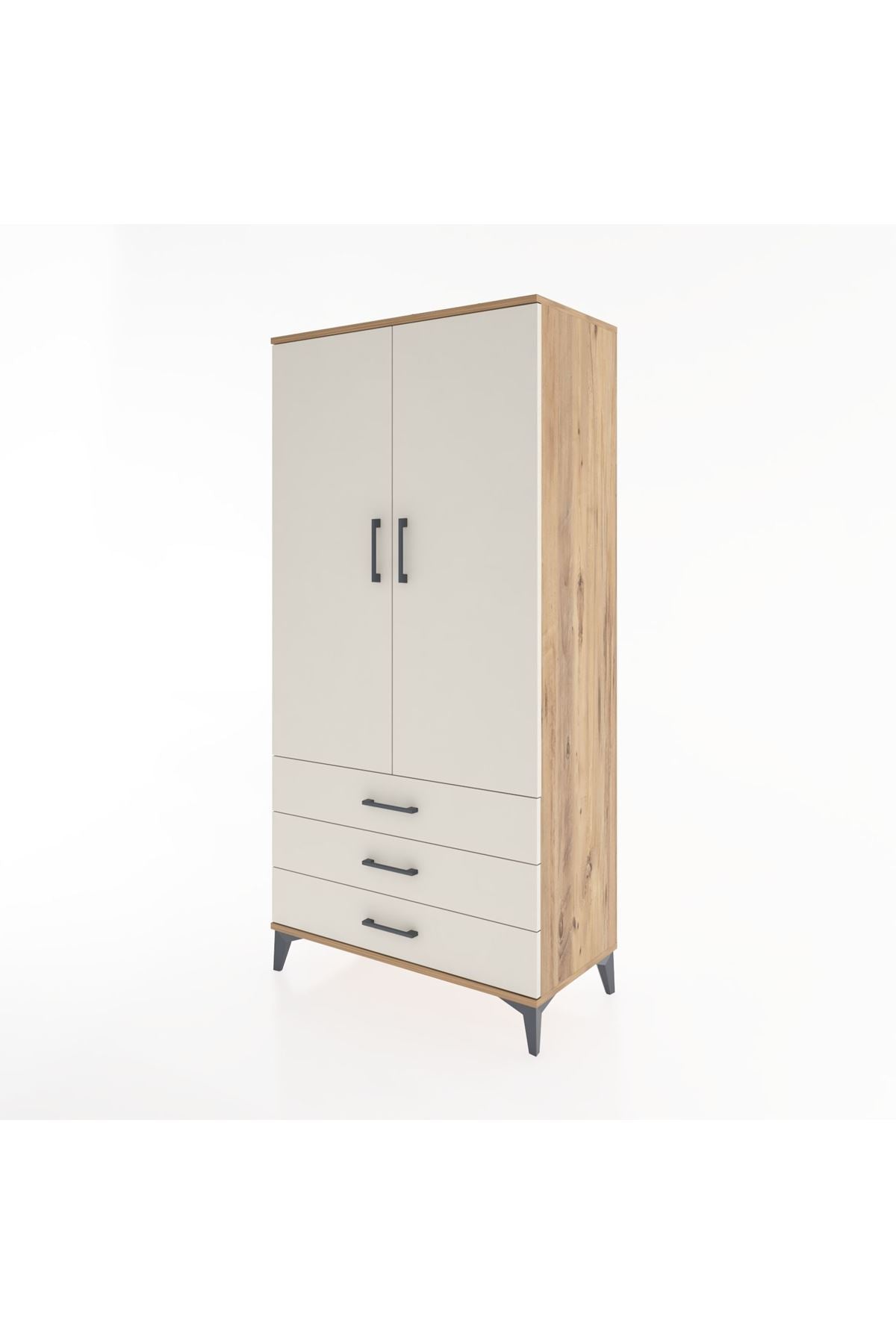 Hyperion Dolap 2 Raflı 3 Çekmeceli 2 Kapaklı 88x44x182 Çam-Aytaşı