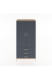 Hyperion Dolap 2 Raflı 3 Çekmeceli 2 Kapaklı 88x44x182 Çam-Antrasit