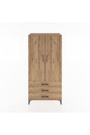 Hyperion Dolap 2 Raflı 3 Çekmeceli 2 Kapaklı 88x44x182 Çam-Çam