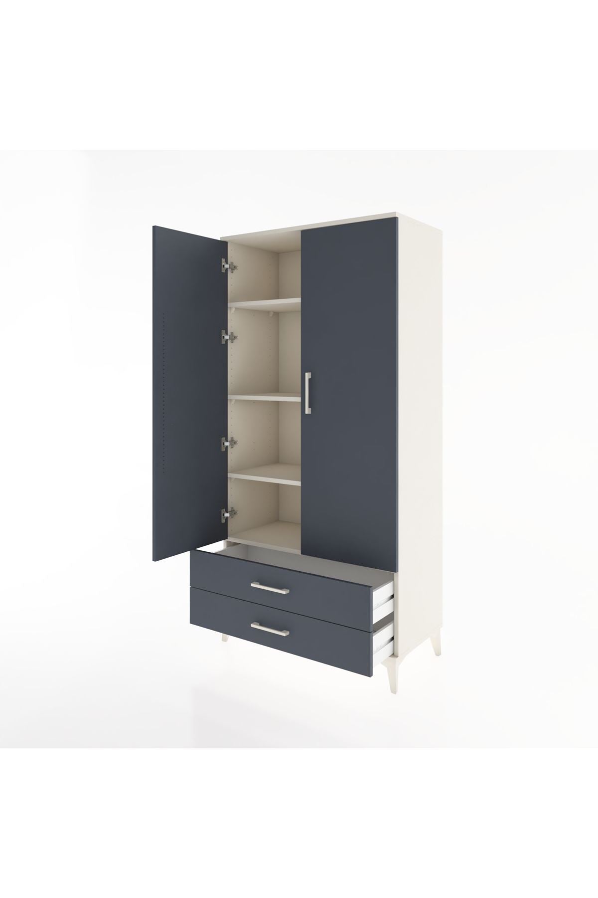 Hyperion Dolap 4 Raflı 2 Çekmeceli 2 Kapaklı 88x44x182 - S57M007V2B