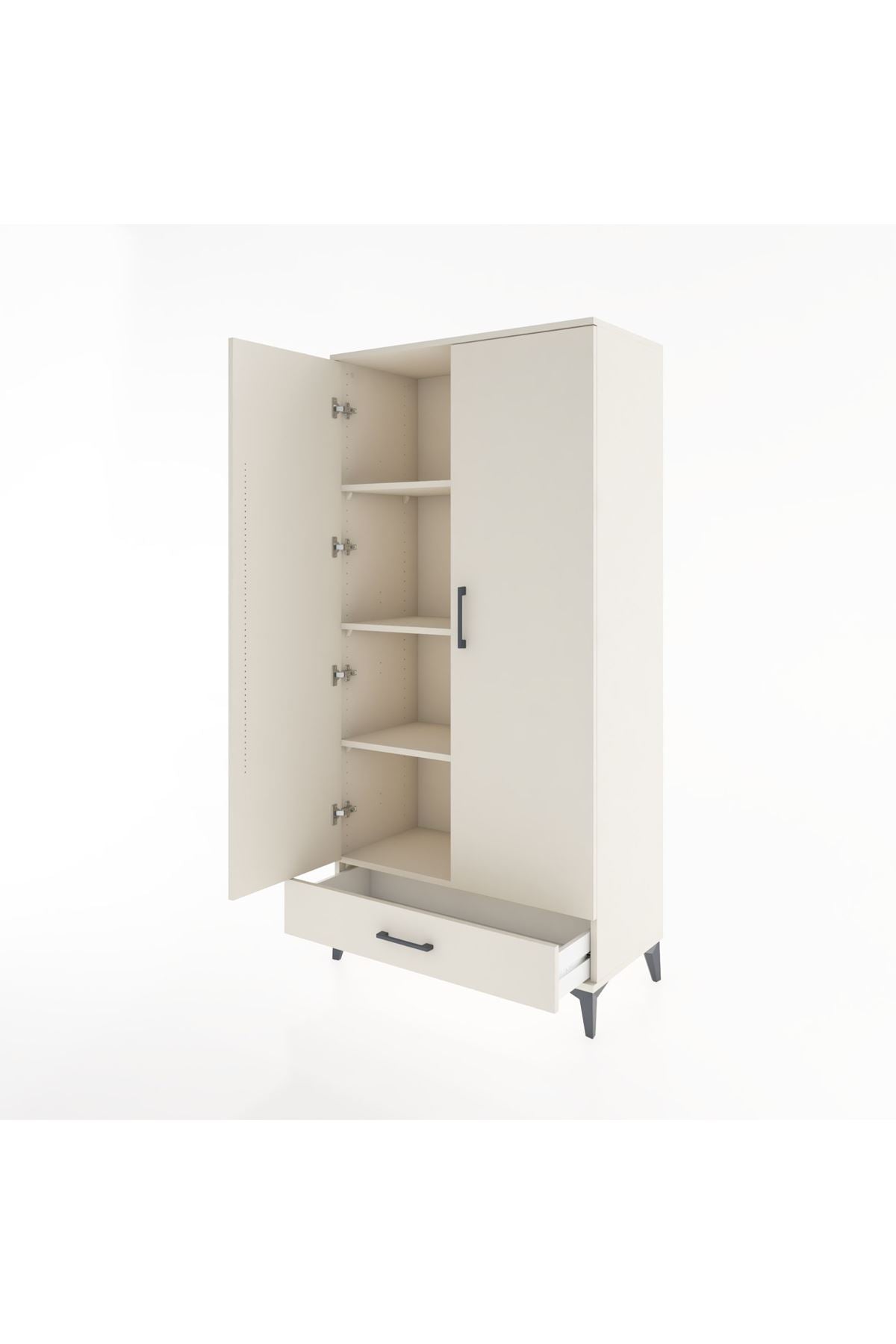 Hyperion Dolap 4 Raflı Tek Çekmeceli 2 Kapaklı 88x44x182 - S57M008V1B
