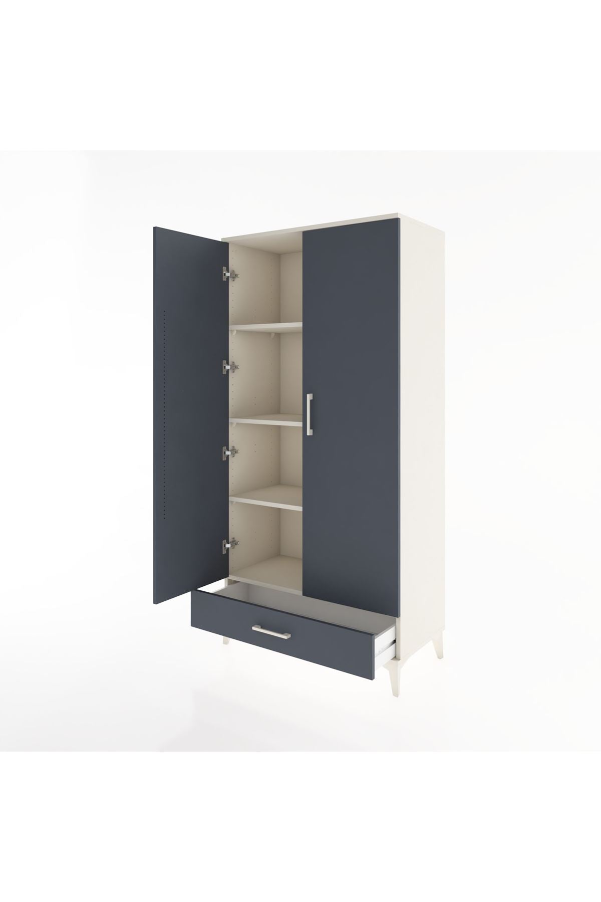 Hyperion Dolap 4 Raflı Tek Çekmeceli 2 Kapaklı 88x44x182 - S57M008V2B