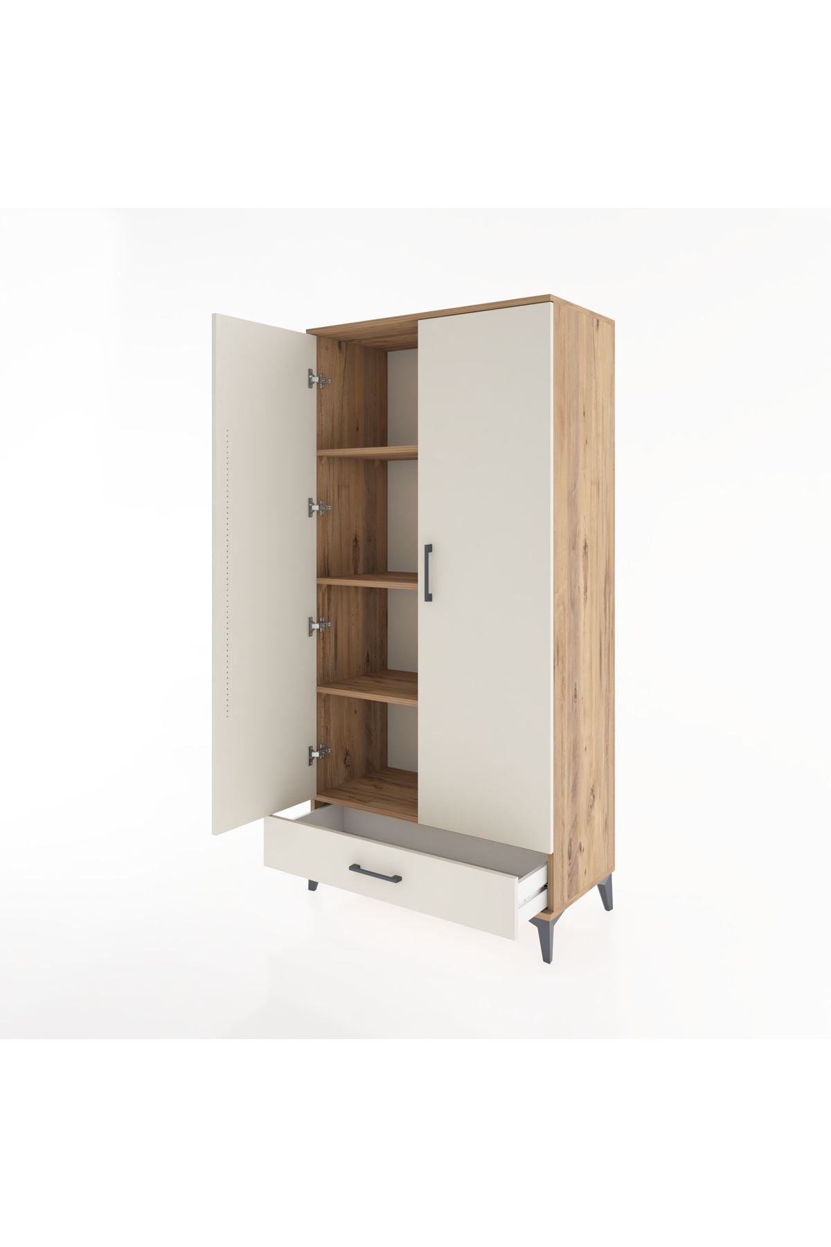 Hyperion Dolap 4 Raflı Tek Çekmeceli 2 Kapaklı 88x44x182 - S57M008V7B
