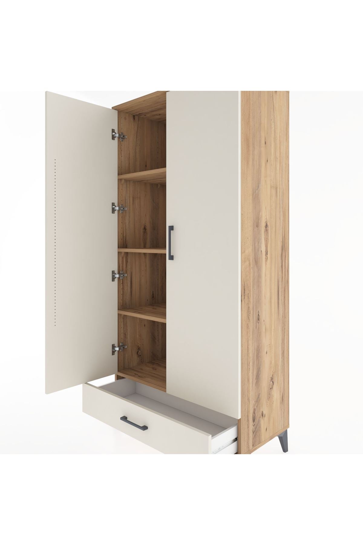 Hyperion Dolap 4 Raflı Tek Çekmeceli 2 Kapaklı 88x44x182 - S57M008V7B
