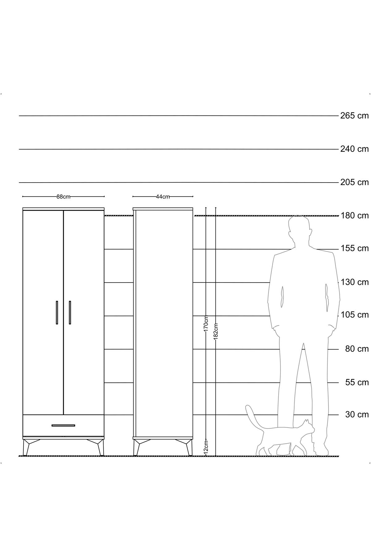 Hyperion Dolap 4 Raflı Tek Çekmeceli 2 Kapaklı 88x44x182 - S57M008V7B