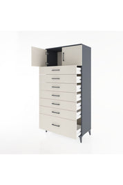 Hyperion Dolap Tek Raflı 7 Çekmeceli 2 Kapaklı 88x44x182 - S57M010V4B