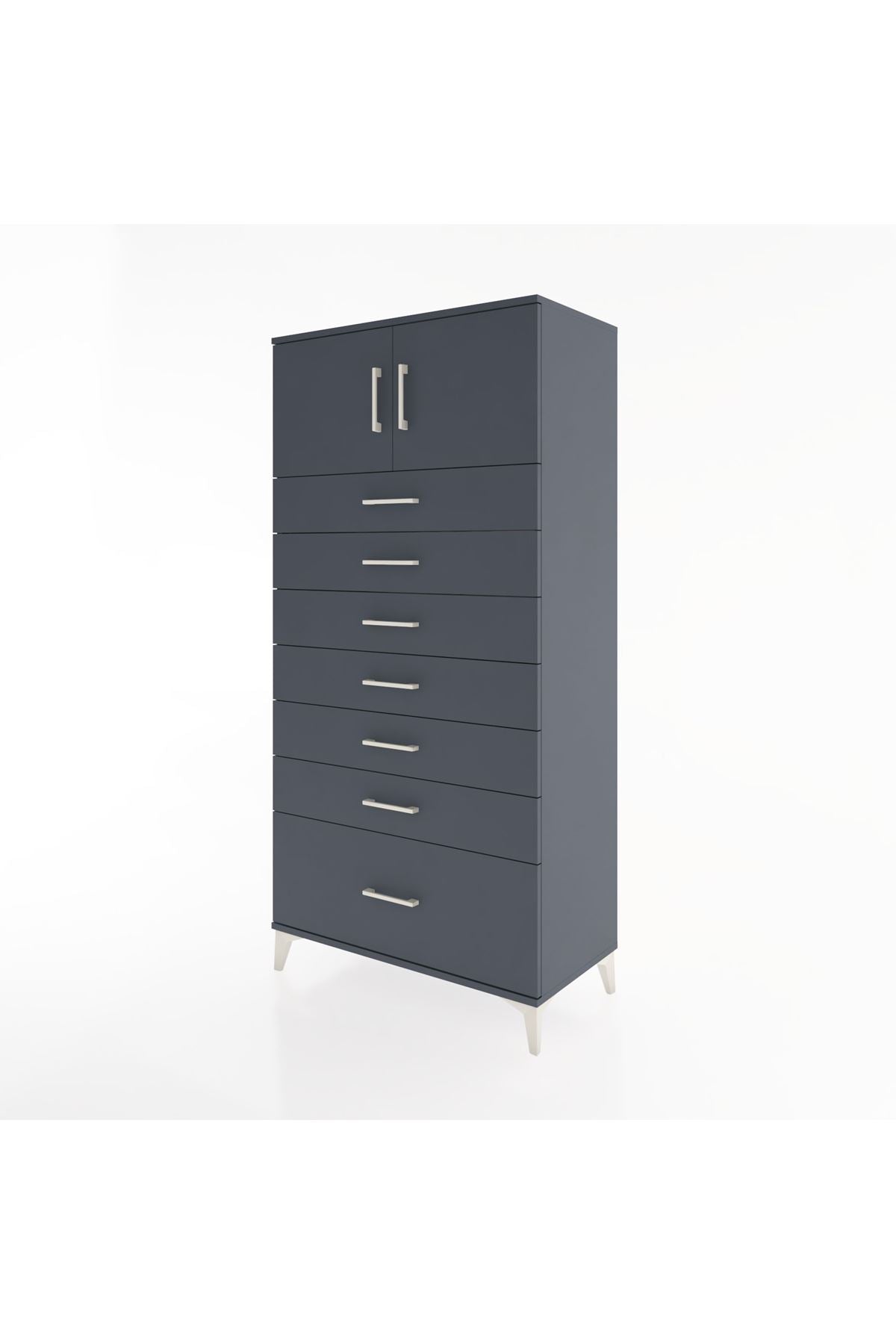 Hyperion Dolap Tek Raflı 7 Çekmeceli 2 Kapaklı 88x44x182 - S57M010V5B