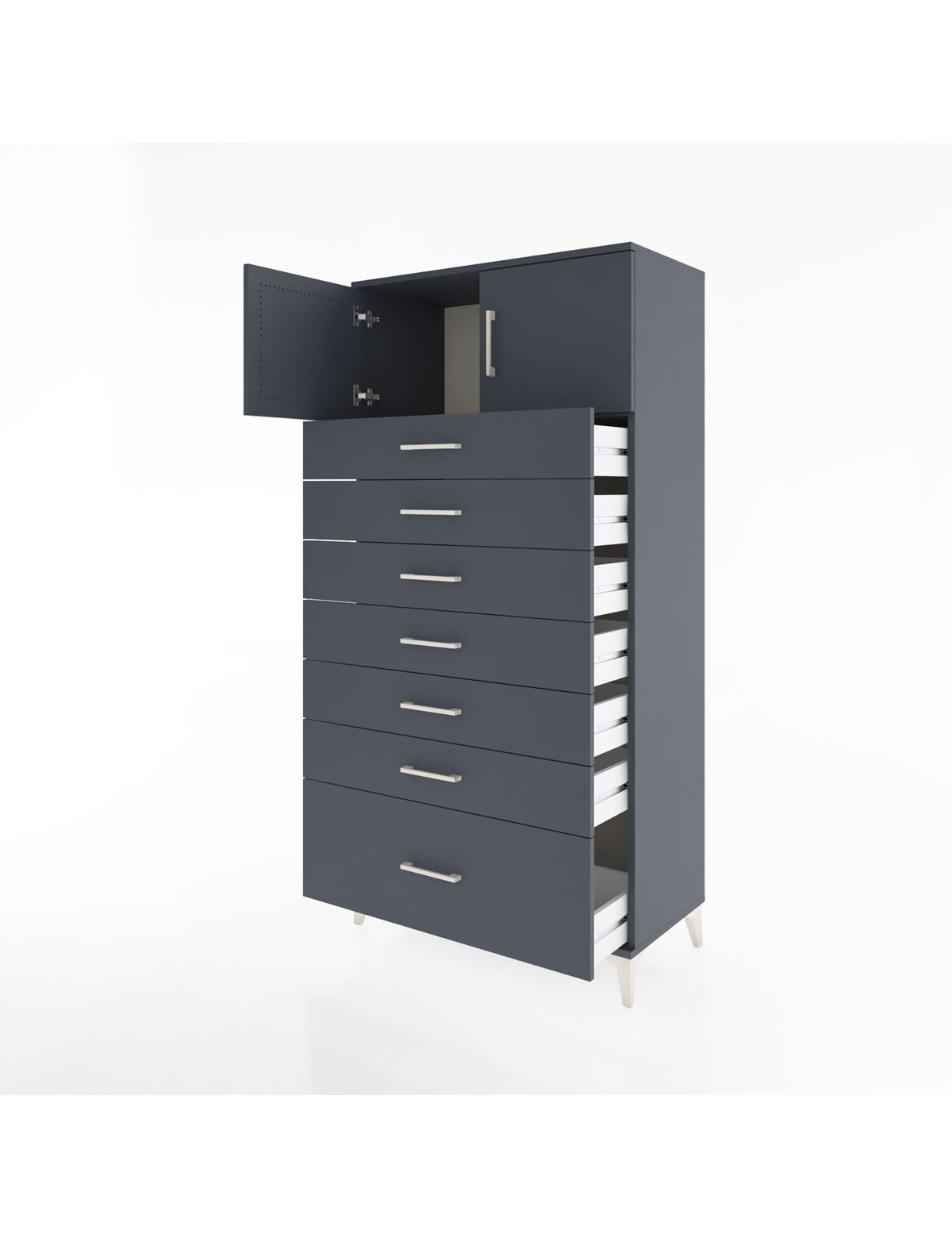 Hyperion Dolap Tek Raflı 7 Çekmeceli 2 Kapaklı 88x44x182 - S57M010V5B