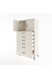Hyperion Dolap Tek Raflı 6 Çekmeceli 2 Kapaklı 88x44x182 - S57M011V1B