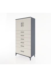 Hyperion Dolap Tek Raflı 6 Çekmeceli 2 Kapaklı 88x44x182 - S57M011V4B
