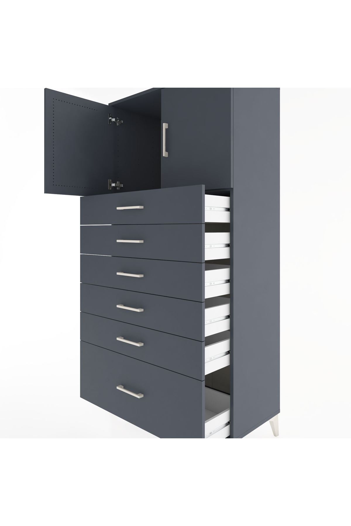 Hyperion Dolap Tek Raflı 6 Çekmeceli 2 Kapaklı 88x44x182 - S57M011V5B