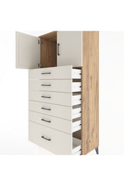 Hyperion Dolap Tek Raflı 6 Çekmeceli 2 Kapaklı 88x44x182 - S57M011V7B