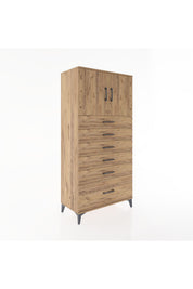 Hyperion Dolap Tek Raflı 6 Çekmeceli 2 Kapaklı 88x44x182 - S57M011V9B