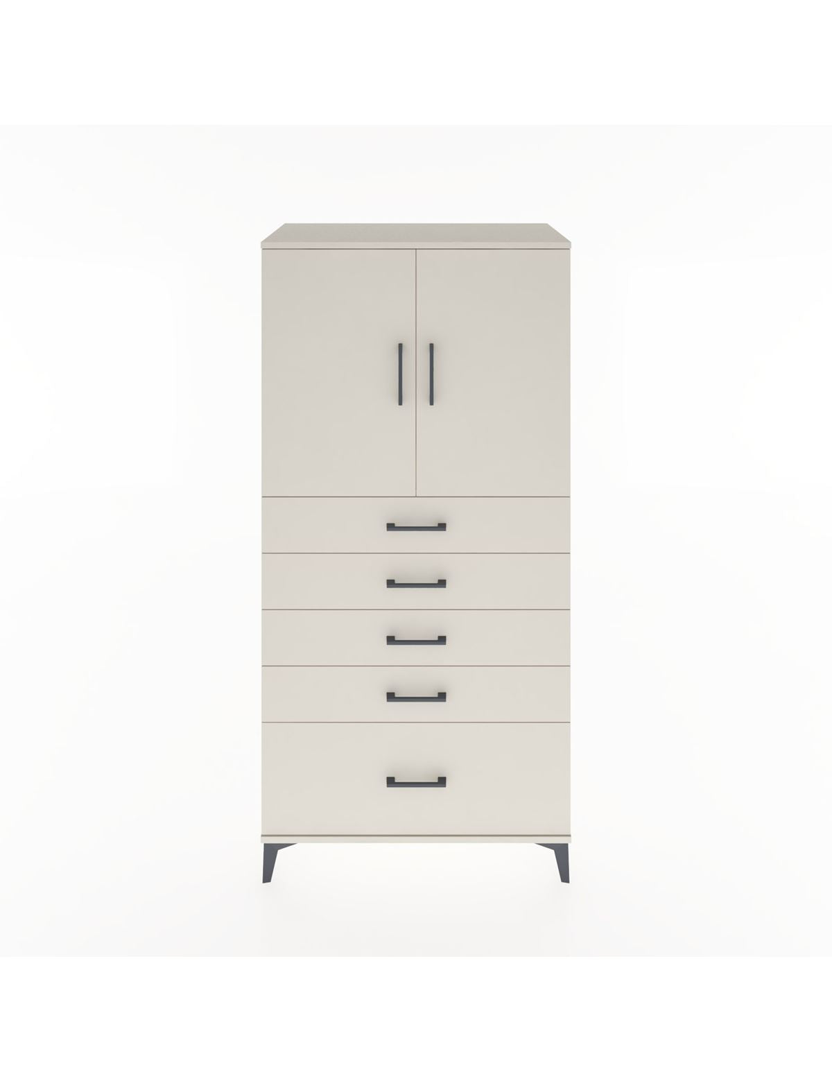 Hyperion Dolap Tek Raflı 5 Çekmeceli 2 Kapaklı 88x44x182 - S57M012V1B