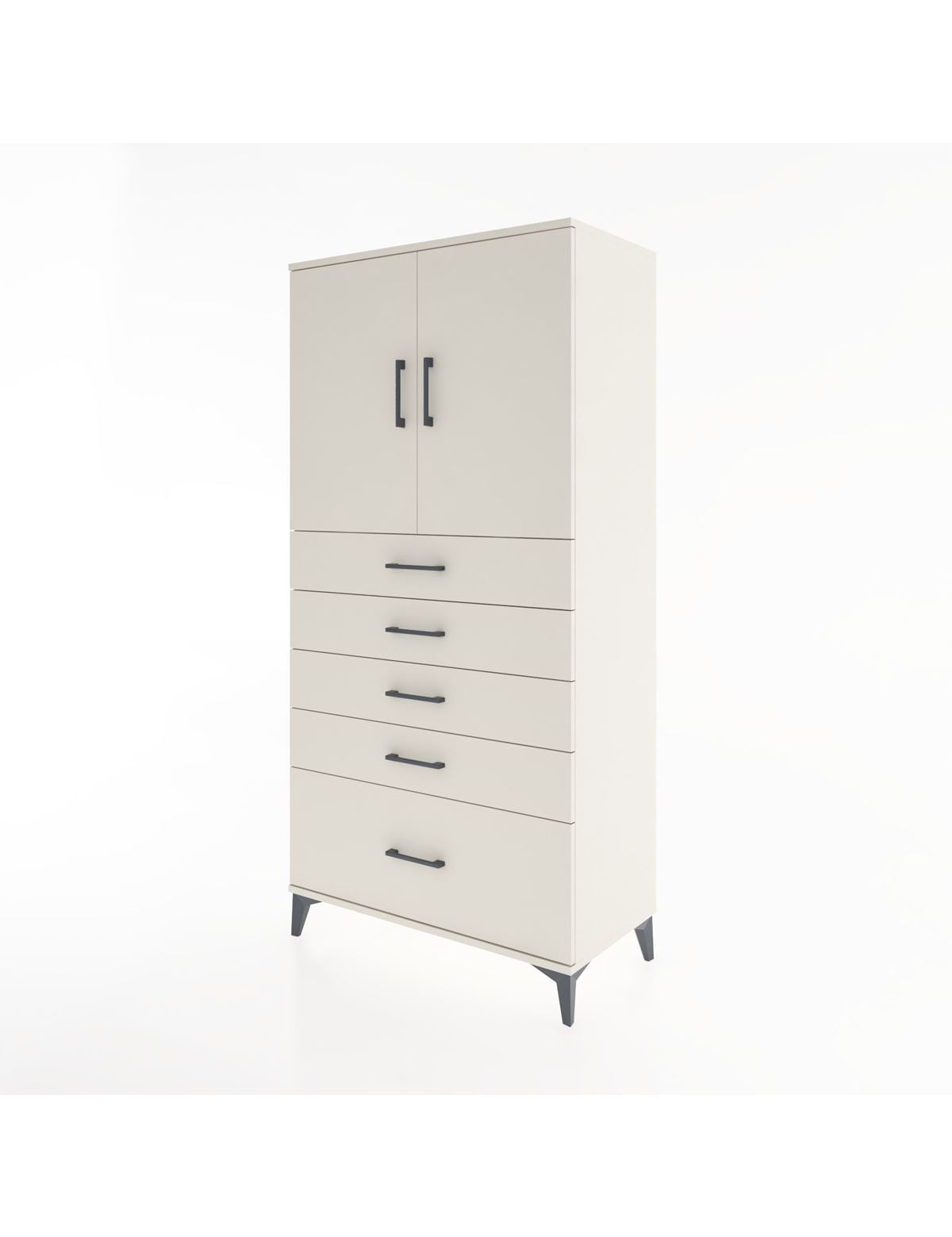 Hyperion Dolap Tek Raflı 5 Çekmeceli 2 Kapaklı 88x44x182 - S57M012V1B