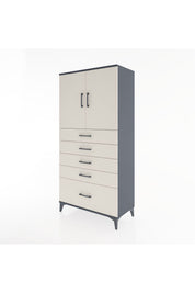Hyperion Dolap Tek Raflı 5 Çekmeceli 2 Kapaklı 88x44x182 - S57M012V4B