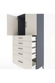 Hyperion Dolap Tek Raflı 5 Çekmeceli 2 Kapaklı 88x44x182 - S57M012V4B
