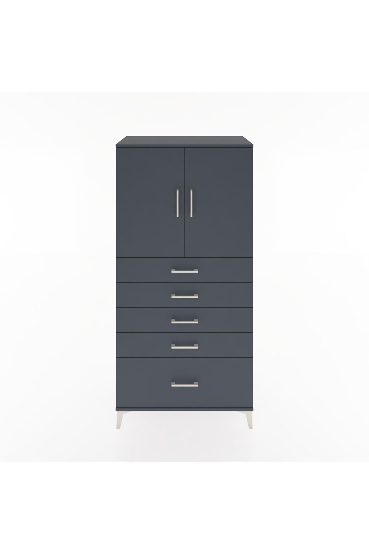 Hyperion Dolap Tek Raflı 5 Çekmeceli 2 Kapaklı 88x44x182 - S57M012V5B
