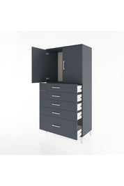Hyperion Dolap Tek Raflı 5 Çekmeceli 2 Kapaklı 88x44x182 - S57M012V5B