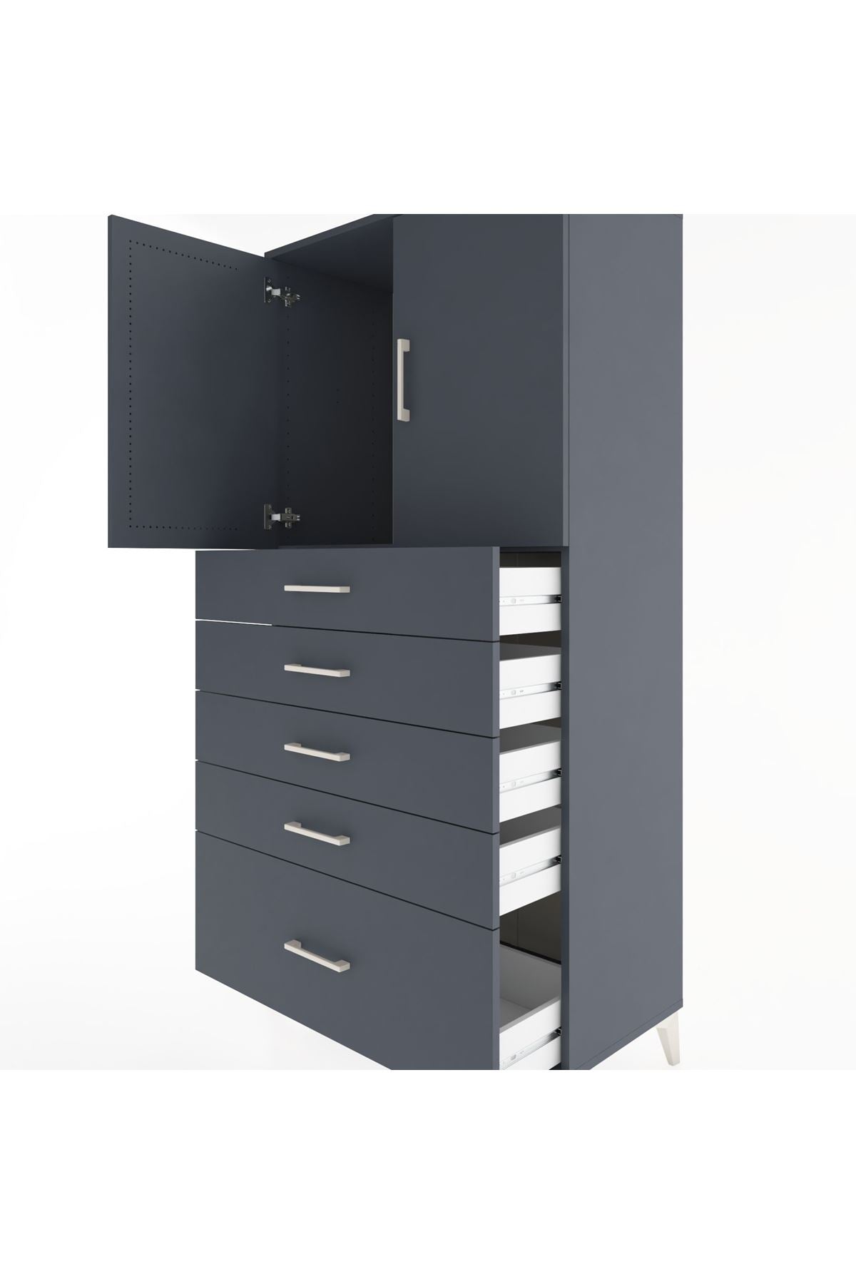 Hyperion Dolap Tek Raflı 5 Çekmeceli 2 Kapaklı 88x44x182 - S57M012V5B