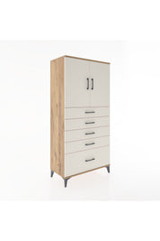 Hyperion Dolap Tek Raflı 5 Çekmeceli 2 Kapaklı 88x44x182 - S57M012V7B