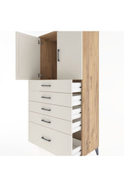 Hyperion Dolap Tek Raflı 5 Çekmeceli 2 Kapaklı 88x44x182 - S57M012V7B