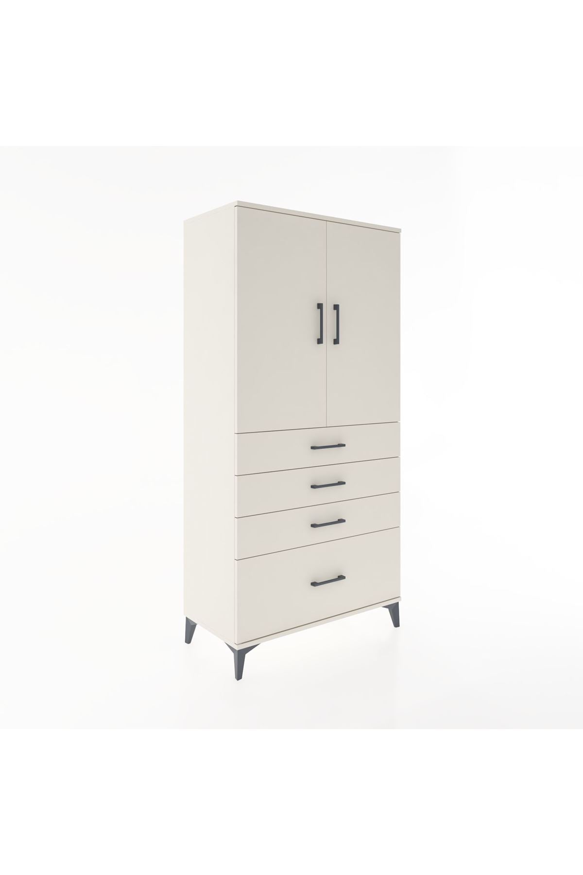 Hyperion Dolap 2 Raflı 4 Çekmeceli 2 Kapaklı 88x44x182 Aytaşı-Aytaşı