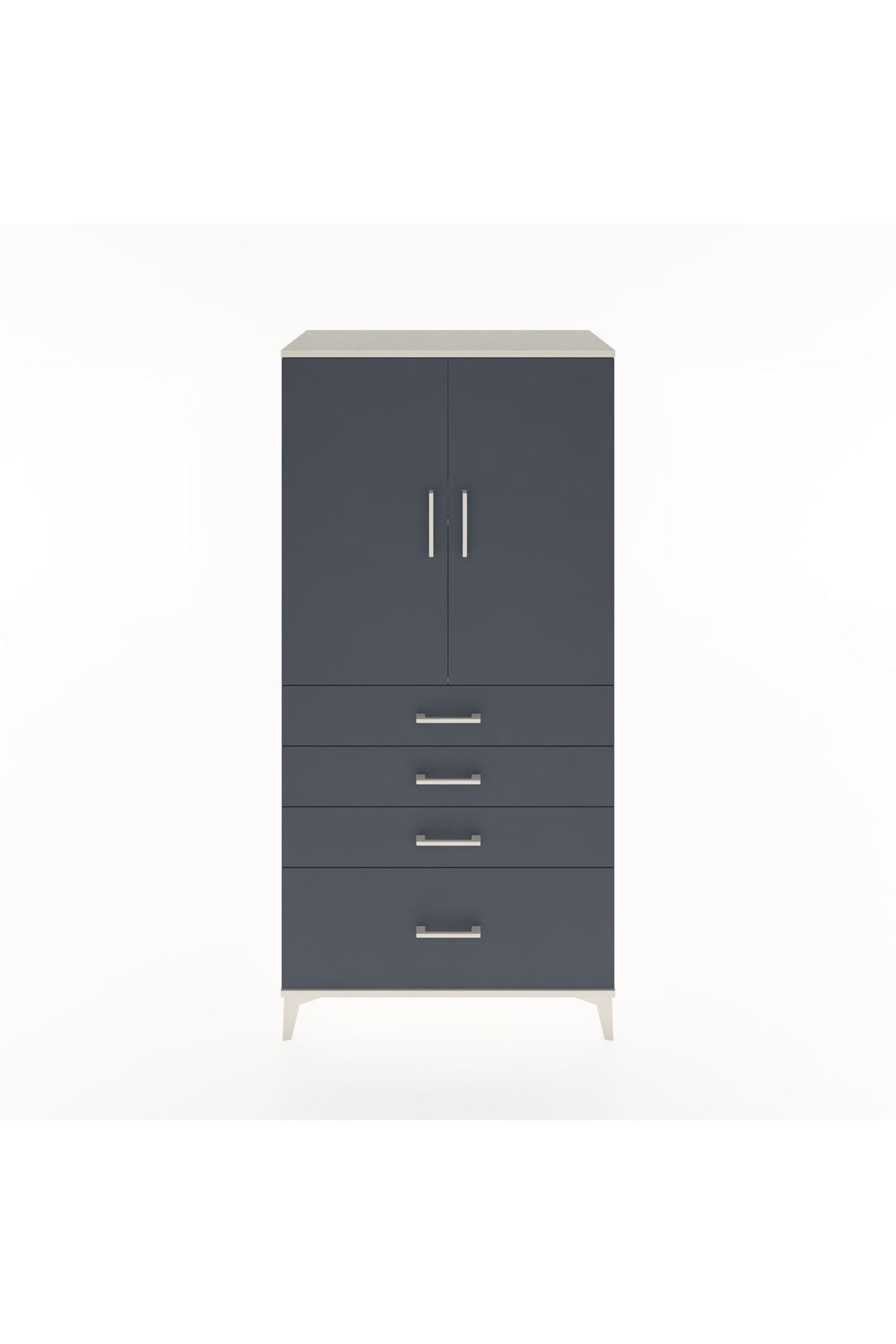 Hyperion Dolap 2 Raflı 4 Çekmeceli 2 Kapaklı 88x44x182 Aytaşı-Antrasit