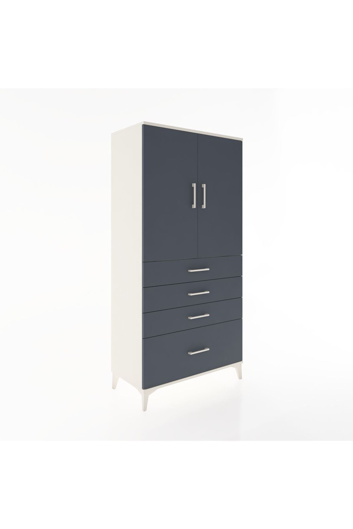 Hyperion Dolap 2 Raflı 4 Çekmeceli 2 Kapaklı 88x44x182 Aytaşı-Antrasit