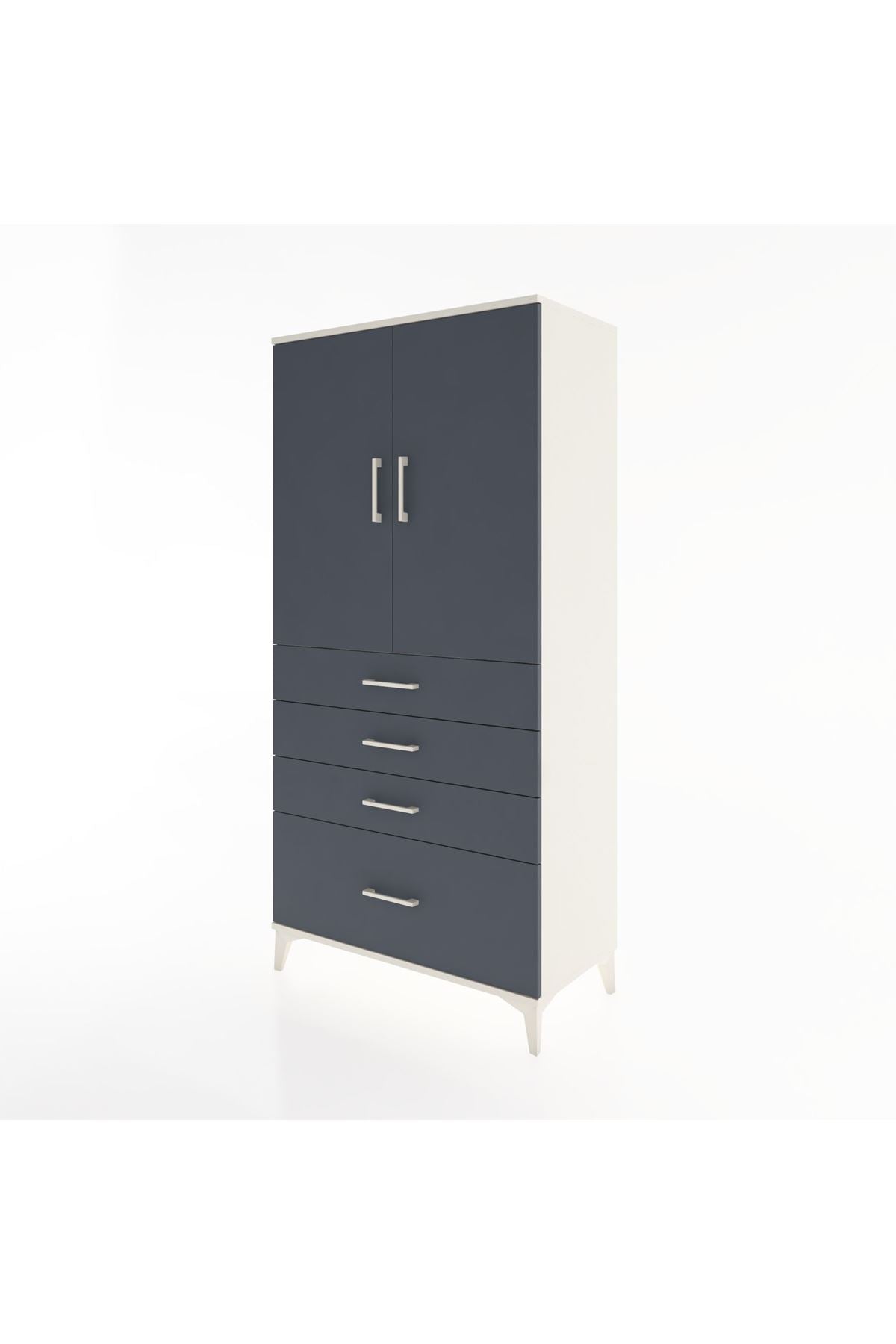 Hyperion Dolap 2 Raflı 4 Çekmeceli 2 Kapaklı 88x44x182 Aytaşı-Antrasit