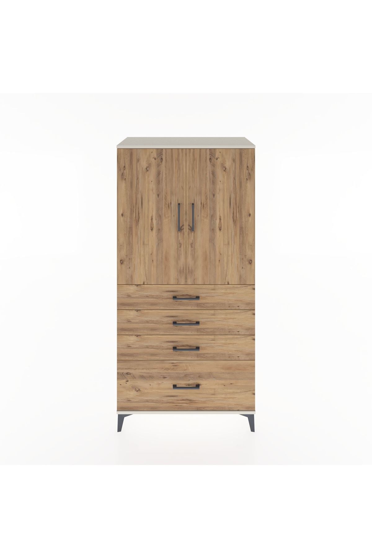 Hyperion Dolap 2 Raflı 4 Çekmeceli 2 Kapaklı 88x44x182 Aytaşı-Çam