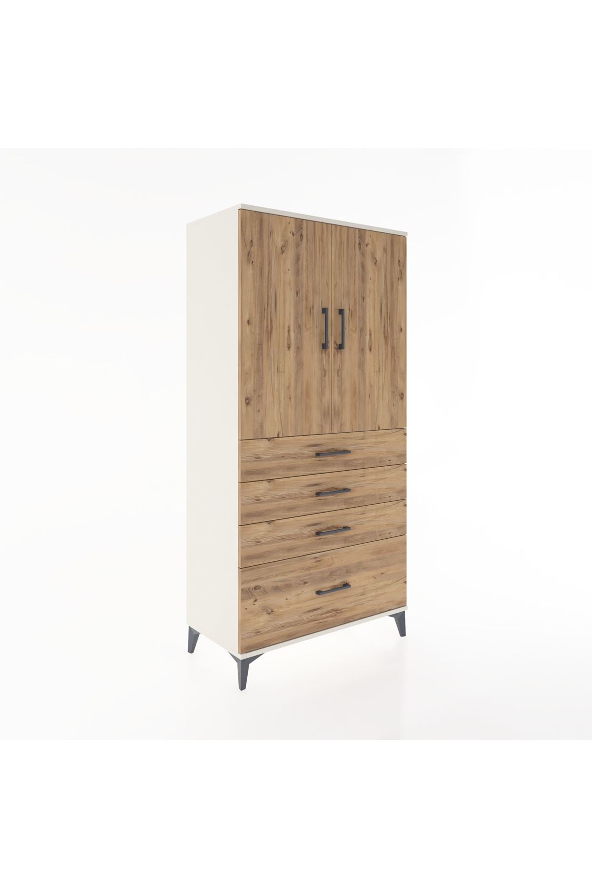 Hyperion Dolap 2 Raflı 4 Çekmeceli 2 Kapaklı 88x44x182 Aytaşı-Çam