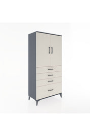 Hyperion Dolap 2 Raflı 4 Çekmeceli 2 Kapaklı 88x44x182 Antrasit-Aytaşı