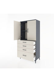 Hyperion Dolap 2 Raflı 4 Çekmeceli 2 Kapaklı 88x44x182 Antrasit-Aytaşı